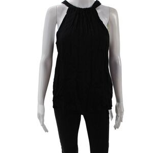 Lini Womens Leopard Print Sleeveless Halter Blouse Black Size XS